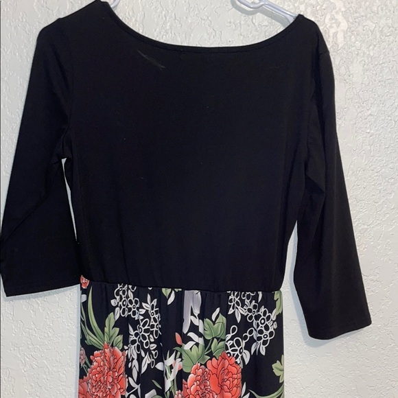 Casual Black and pink maxi Dress with 3/4 Sleeves - Picture 6 of 7